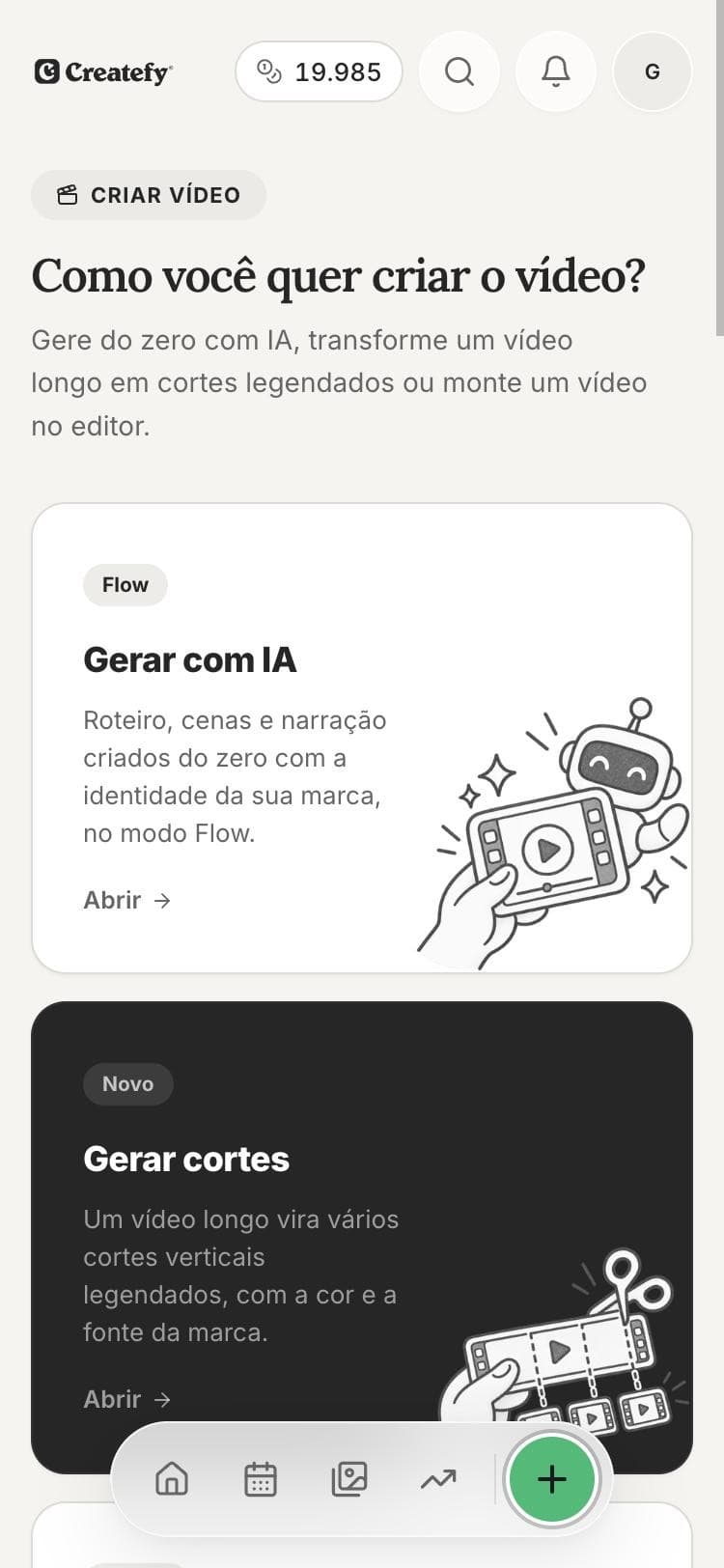 Criar vídeo no celular: gerar com IA ou gerar cortes